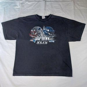 Super Bowl XLIX Men's Size 2XL Patriots Seahawks Black Majestic NFL T-Shirt 2015